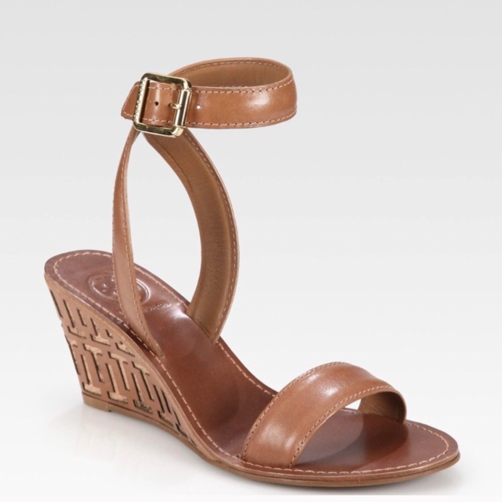Tory Burch ‘Regan’ Leather Logo Wedge Sandal